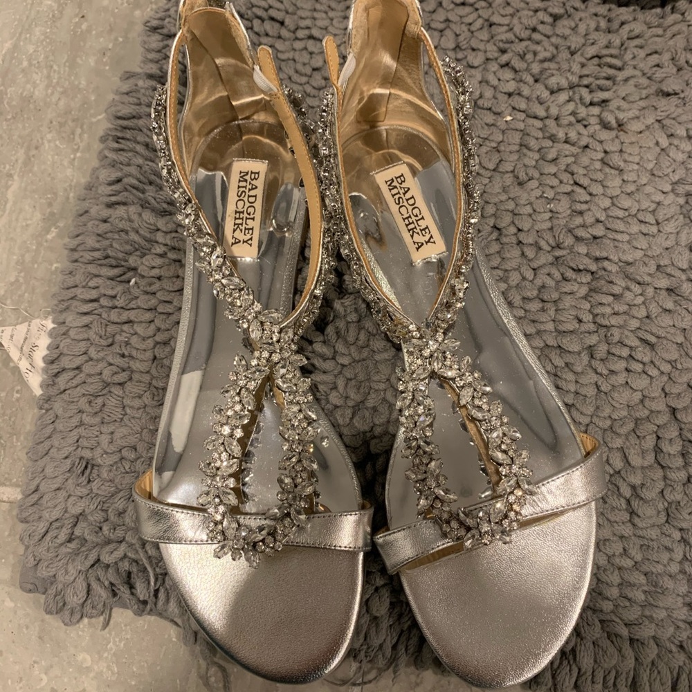 Badgley Mischka flat crystal sandals